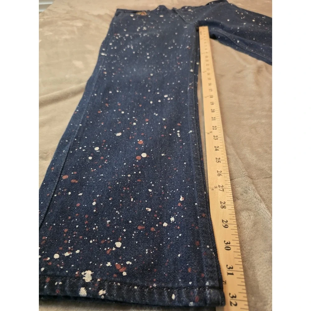 Diamond Stash Jeans Men's 40x32 Blue Paint Splatter Straight Leg Denim